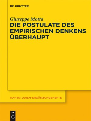 cover image of Die Postulate des empirischen Denkens überhaupt